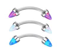 Piercing Helix Titane, 1pcs 16G Piercing Nez Tige pour Femme Homme Courbé avec double face conique blanc opale, Argent, 1.2x8mmxM0.9