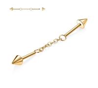 Piercing industriel 14 G en acier chirurgical - Barre d'échafaudage de 38 mm de long - Barre d'échafaudage avec zircone pavée - Pour homme et femme