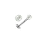 Piercing Labret Acier Chirurgical Boule Perle Blanche Nacrée Tige 10 mm - Pureté Cristalline et Grâce Souveraine