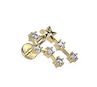 Piercing Labret pour Lèvre Menton ou Autre en Acier Chirurgical et Oxydes de Zirconium - Constellation du Signe du Zodiaque Sur un Goujon à Fond Plat et Filetage Interne - (Doré/Cancer, 1)