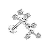 Piercing Labret pour Lèvre Menton ou Autre en Acier Chirurgical et Oxydes de Zirconium - Constellation du Signe du Zodiaque Sur un Goujon à Fond Plat et Filetage Interne - (Argenté/Vierge, 1.2)