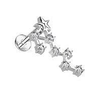 Piercing Labret pour Lèvre Menton ou Autre en Acier Chirurgical et Oxydes de Zirconium - Constellation du Signe du Zodiaque Sur un Goujon à Fond Plat et Filetage Interne - (Argenté/Scorpion, 1)