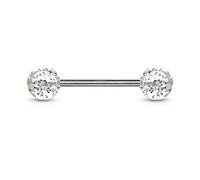 Piercing langue double paillette boule transparante bille pétant barbell droit bouche brille strass blanc bijoux piercing pour la langue teton homme femme invisible discret plastique acier inoxydable
