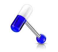 piercing langue esclave gelule pilule médicament bleu blanc
