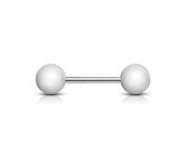 Piercing langue plastique bille balle boule blanc 5mm barre acier chirurgical 316L. 1.6x 16mm.
