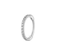 Piercing Narine Anneau, 1pcs 20G Titane Anneaux de Nez Bijoux de Piercing pour Femme Homme Créoles d'éternité avec zircone cubique, Argent, 0.8+1.2x9mm