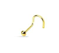 Piercing nez stud acier inoxy micro tige courbée en L tire bouchon narine bijou titane dome piercing nostril homme demi boule piercings discret fin 2mm 20G anneau clou broche couleur doré jaune
