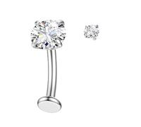Piercing Nombril Titane Or Argent Percing Au Nombril Hypoallergénique 14G Piercings Nombril-Pendant Coeur Fleur Papillon Boule Fileté Intérieurement Flottant Navel Piercings - Argent Ronde CZ 12MM