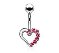 Piercing Nombril Ventre Boule Coeur Bijoux Acier Chirurgical Inoxydable Anti Allergique Banane Barbell SHANEL Rose LOVEPIERCING