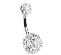 Piercing Nombril Ventre Boule Cristal Filetage Interne Perle Bijoux Acier Chirurgical Inoxydable Anti Allergique Banane ALEXANDRIE Blanc LOVEPIERCING