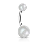 Piercing Nombril Ventre Boule Diamant Perle Bijoux Acier Chirurgical Inoxydable Anti Allergique Banane Barbell DEESSE Blanc LOVEPIERCING