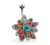 Piercing Nombril Ventre Boule Fleur Etoile Bijoux Acier Chirurgical Inoxydable Anti Allergique Banane Articulé Barbell DAIANA Multicolore LOVEPIERCING