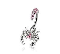 Piercing Nombril Ventre Boule Scorpion Bijoux Acier Chirurgical Inoxydable Anti Allergique Banane Barbell SCORPIO Rose LOVEPIERCING
