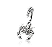 Piercing Nombril Ventre Boule Scorpion Bijoux Acier Chirurgical Inoxydable Anti Allergique Banane Barbell SCORPIO Blanc LOVEPIERCING