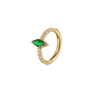 Piercing Nostril Titane, 1pcs 16G Anneaux de Nez Bijoux de Piercing pour Femme Homme Créoles d'éternité serties de zirconiums cubiques verts taille marquise, Marquise or-vert, 1.2x10mm
