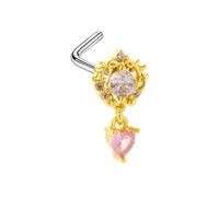 Piercing Oreille Acier Chirurgical, 1pcs 20G Bijoux pour Femmes Hommes Clous de Piercing Nez Couronne ornée d'un zircon cubique en forme de cœur, Or rose, Style 1, 0.8x7mm