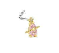 Piercing Oreille Acier Inoxydable Doré, 1pcs 20G Labret Levre Helix Cartilage Piercing Nez Étoile ornée d'un zircon cubique rose en forme de larme, Or, Style 6, 0.8x7mm