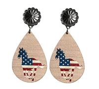Piercing Oreille Acier Inoxydable Quatrième de Juillet Festival Bijoux Western Cowboy Boots Cowheads d'oreilles Cadeau de Fête des Mères Infini (E, One Size)