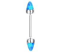 Piercing Oreille Cartilage Helix, 1pcs 16G Titane Labret Levre Helix Cartilage Piercing Nez avec bleu opale double face, Bleu argenté, 1.2x14mmxM0.9