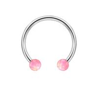 Piercing Oreille Tige, 1pcs 16G Titane Anneau Segment Conch Lèvre Cartilage pour Femmes Hommes avec opale rose royale, Argent, 1.2x8x3mm
