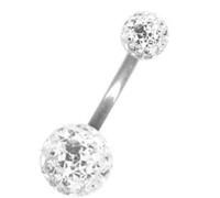 Piercing pour nombril avec swarovski elements 5/10 mm XL Boule Revêtement Blanc