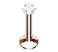 Piercing tige pour lèvre, oreille, labret, tragus, hélix, plaque avec cristal pailleté, strass - Petit carré - Or rose - 8 mm