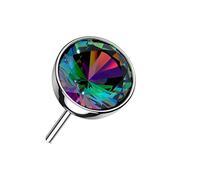 Piercing Top Push in en Titanium - Zircon à Facettes dans Une Balle en Titane à Insérer dans Un Implant Push in - Différentes Couleurs et Tailles - (Vitrail Médium, 1.5)