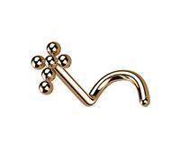Piercing Vis de Nez en Titane Qualité Implant - Croix Composée de Billes en Titane sur Une Vis de Nez - 6 mm - (Or Rosé, 0.8)