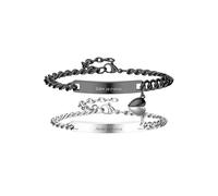 PiercingJak 2PC Bracelets Couple Amoureux Personnalisés Noms Initiales en Acier Inoxydable Bracelets avec Coeur Magnetique Separable Gravure Lettres Cadeau Anniversaire Couple Argent et Noir