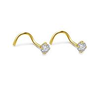 PiercingJak 2PCS Piercing Nez Or Acier Chirurgical Strass Percing Au Nez Courbe Boucle de Nez Septum Zircon Cristal Acier Inoxydable Bijoux de Corps
