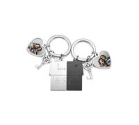PiercingJak 2PCS Porte-clés Couple Gravé Personnalisé Pendentif Maison Famille Key Chain Keychain Trousseau Puzzle Séparable en Acier Inoxydable Cadeau Amour Amoureux Amitié (Garvure Photo)