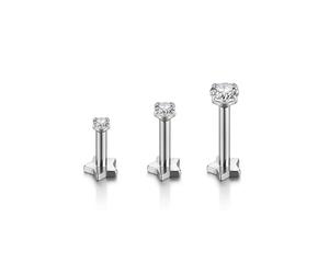 PiercingJak 3PC 16G Piercing Zircon Oreille Cartilage Titane pour Femmes Piercing Lobe Oreille CZ en Acier Chirurgical Bille à Visser Etoiles Réversible Boucles Oreilles Studs 6/8/10mm Argent