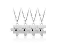 PiercingJak 4Pcs Colliers Puzzle Couple Amoureux Personnalisé Nom Icône en Acier Inoxydable BFF Collier Amitié Puzzle Assorti Grave Prénom Initiale Souvenir Commemoratif Amour Cadeau Couple Amis