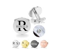 PiercingJak Boutons de Manchette Personnalisés pour Homme Paire de Boutons de Manchette Identification Gravé Noms Initiales Personnalisable en Acier Inoxydable Cadeau Fête des Pères (Rond Or Rose)