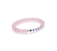 PiercingJak Bracelet Prénom Personnalisable Pierre et Cristaux pour Femme Homme Bracelet Élastique Perles Pierre Naturelle Personnalisé Initailes Noms Bijoux Colorée Bohème (Blanc+Quartz Rose)