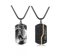 PiercingJak Cadeau Fête de Père, Collier Dog Tag Photo Personnalisé Pendentif Médaillon Plaque Militaire Armée en Acier Inoxydable avec Chaîne Cadeau Papa Homme Femme Couple