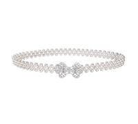 PiercingJak Ceinture Perle Blache Fine avec Boucle Papillon Brillant Pavé Strass pour Femme Ceinture Chaîne Perles pour Robe Jupe Costume Jeans