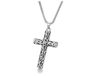 PiercingJak Collier avec pendentif en forme de croix irlandaise celtique en acier inoxydable pour homme - Cadeau idéal pour la fête des pères, un anniversaire, Noël