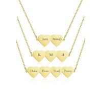 PiercingJak Collier Coeur Personnalisé Noms Initiales pour Femme Fille BFF Collier Amitié Pendentif Coeur Grave 2 Prénoms en Acier Inoxydable Souvenir Amour Couple Famille Meilleurs Amis (Or)