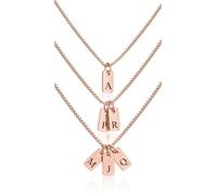 PiercingJak Collier Petite Médaille Personnalisé Lettre Initiale pour Femmes Filles Collier Mini Dog Tag Gravé 1 Alphabet A-Z Personnalisable en Acier Bijou Simple Identification Chaîne Box (Or Rose)