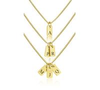 PiercingJak Collier Petite Médaille Personnalisé Lettre Initiale pour Femmes Filles Collier Mini Dog Tag Gravé 1 Alphabet A-Z Personnalisable en Acier Bijou Simple Identification Chaîne Box (Or)