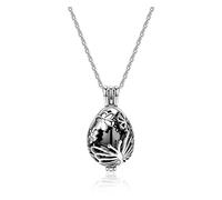 PiercingJak Collier urne creuse en acier inoxydable avec pendentif médaillon funéraire en forme de fleur et papillon pour femme, M, Acier inoxydable, Pas de gemme