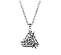 PiercingJak Collier Viking Homme Pendentif Nordique en Acier Inoxydable Collier Valknut Noeud Celtique Protection Amulette Triangle pour Hommes Bijoux Rétro Chaîne pour Copain Père Anniversaire
