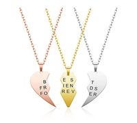 PiercingJak Lot de 3 colliers personnalisés en acier inoxydable avec pendentif en forme de cœur avec inscription « Best Friends Forever BFF »,