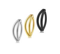PiercingJak Lot de 3 piercings de nombril en acier inoxydable 316L pour femme - 14 g - Inverse incurvé