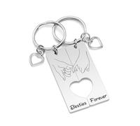 PiercingJak Porte Clef Amitié Grave Besties Forever pour Meilleurs Amis BFF Porte-clés Puzzle Séparable Motif Promesse du Petit Doigt Pendente Coeur pour 2 en Acier Inoxydable Cadeau Amies Soeurs