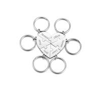PiercingJak Porte Clef Personnalisé 4-6 Noms Puzzle Pièce En Acier Inoxydable Porte-clés Ensemble Nom Personnalisé Porte-clé Cadeaux pour Homme Femme BFF Amitié (6 Noms - Coeur Puzzle)