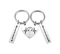 PiercingJak Porte-clés Coeur Separable Battement Cœur pour Couple Amoureux | Lot de 2 Porte-clés Assorti Puzzle Coeur Plaque Gravure Pour Moi Tu es le Seul en Acier Inoxydable pour Lui et Elle Fiancés