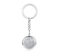 PiercingJak Porte-clés Médaillon Photo Porte Clef Pendentif Ouvrant Porte Photo Acier Inoxydable Rond Fleur Vintage Bijoux Cadeau Anniversaire Saint-Valentin Fête des Mères