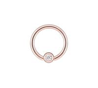 PIERCINGLINE Anneau à boule en or 14/18 carats MOISSANIT 585 - Or rose, doré, argenté, Stabstärke: 1,6mm, dorée, Moissanite